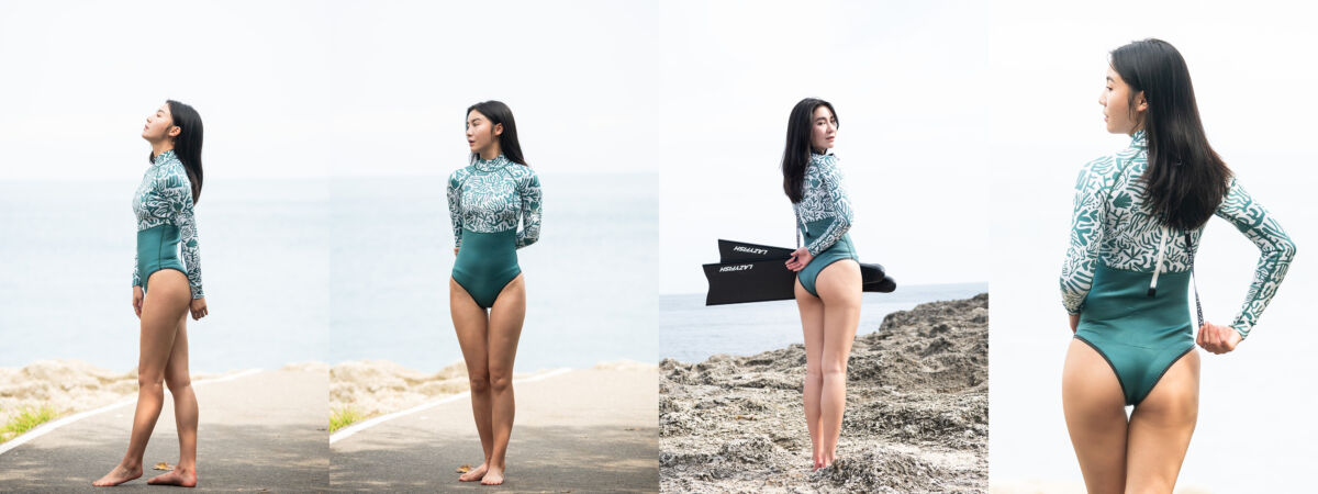 TRUDIVE黑潮高腰珊瑚紋-小高衩