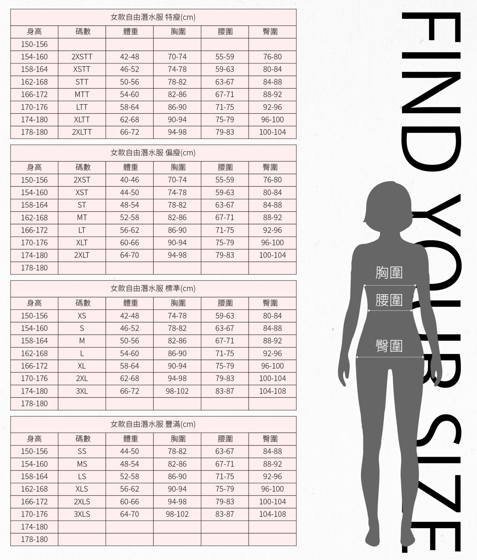 TRUDIVE 女生尺寸表